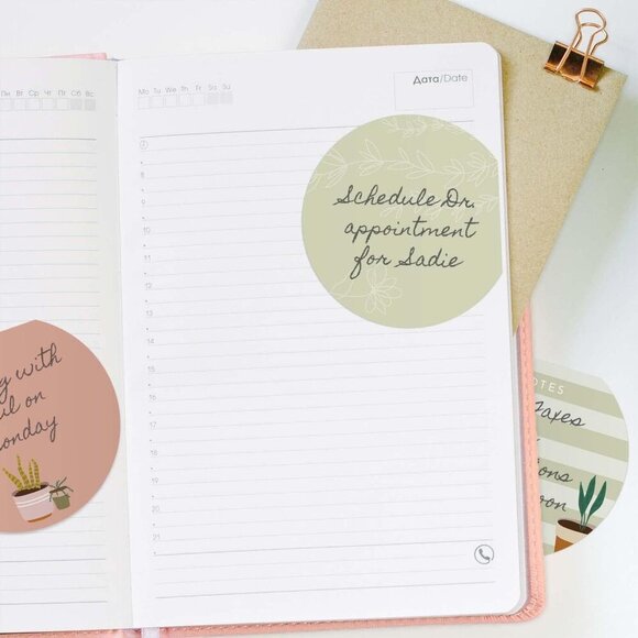 Plant Theme Sticky Note Pad Assortment/Set of 3 Round Flat Top Plant Lady Note P - Picture 5 of 6